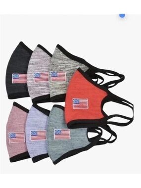 Embroidered American Flag Knit Face Masks - Assorted Colors